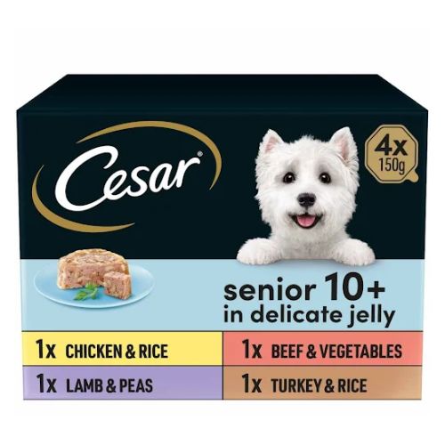 Cesar Senior 10+ Dog Food In Delicate Jelly Assorted 4 x 150g Dog Food Cesar   