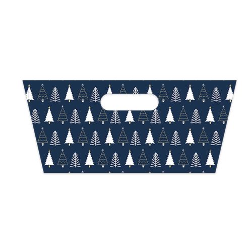 Rectangle Printed Hamper Tray With Foil 30cm x 23cm x 13cm christmas FabFinds Blue & White  