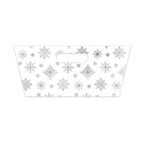 Rectangle Printed Hamper Tray With Foil 30cm x 23cm x 13cm christmas FabFinds White & Silver  