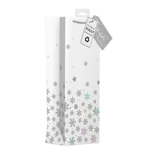 Grey & White Snowflake Christmas Bottle Bag Christmas Gift Bags & Boxes Anker   