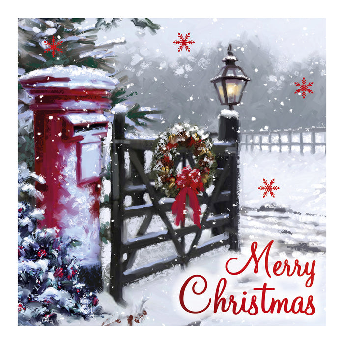 Christmas Cards 12 Pack Festive Village Snow Postbox Christmas Cards FabFinds