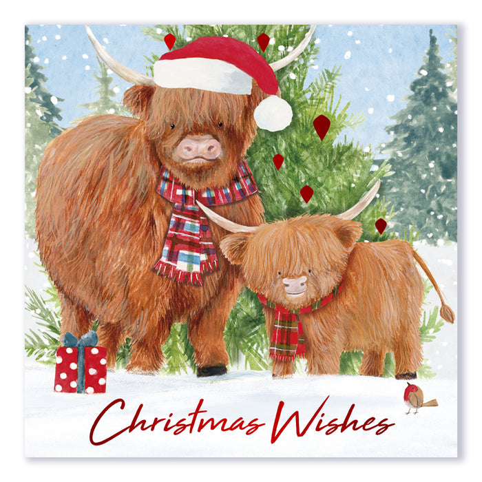 Christmas Cards 12 Pack Highland Cow