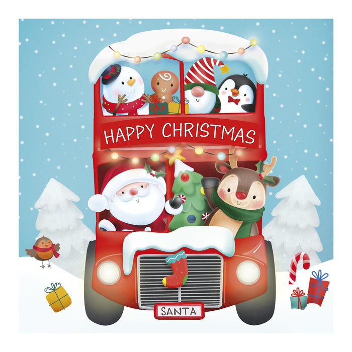 Christmas Cards 20 Pack Cute Santa & Bus card design