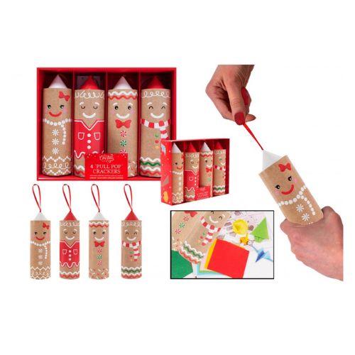 Christmas Pull Pop Gingerbread Crackers 6'5 4 Pack Christmas Tableware Fabfinds   