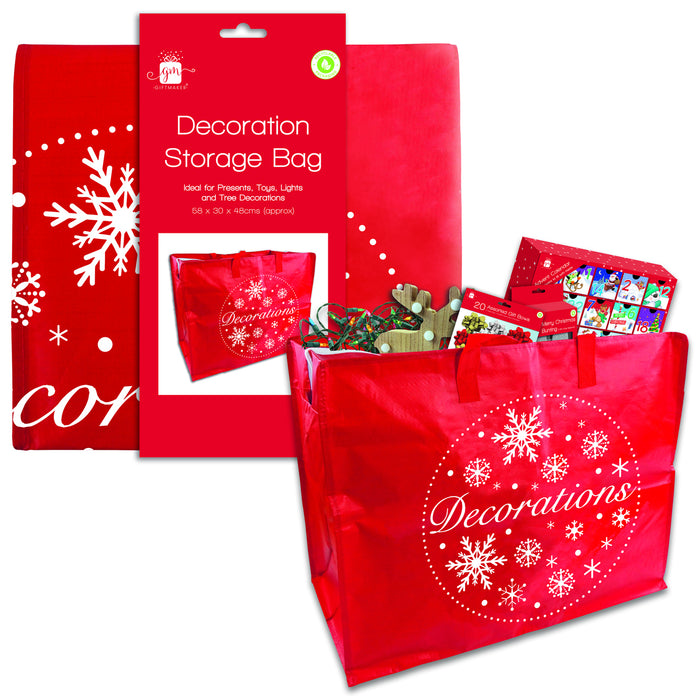 Christmas Decoration Storage Bag Red Snowflake Christmas Storage FabFinds