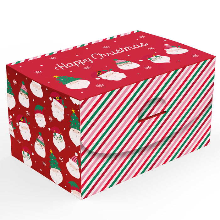 Christmas Flat Folding Gift Box Funky Santa Design