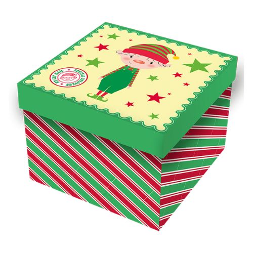 Christmas Square Gift Box 16cm x 16cm Assorted Styles Christmas Gift Bags & Boxes FabFinds Elf  