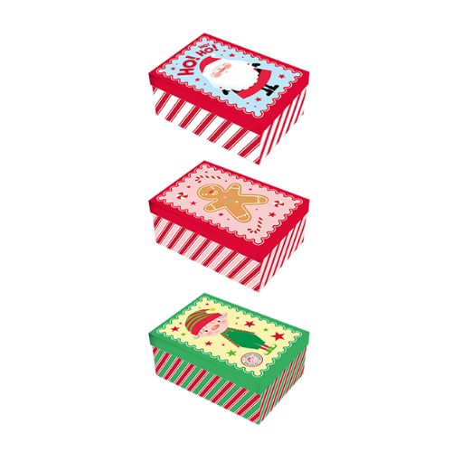 Christmas Rectangle Gift Box 22cm x 14cm Assorted Designs - FabFinds