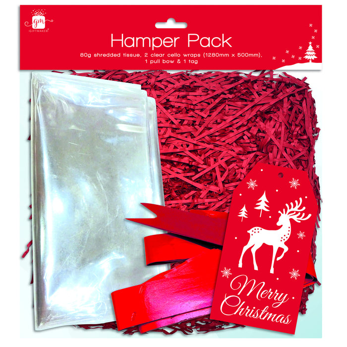 Christmas Hamper Wrapping Pack Red Shredded Tissue & Cello Christmas Gift Wrap FabFinds
