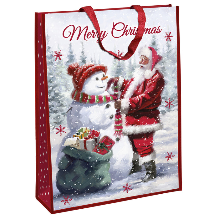 Christmas Jumbo Woven Gift Bag Traditional Santa Design detail view