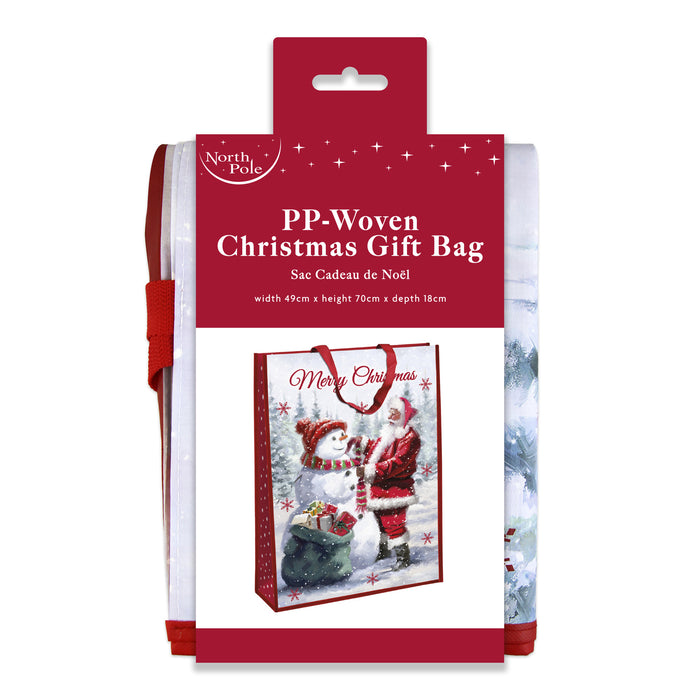 Christmas Jumbo Woven Gift Bag Traditional Santa Design