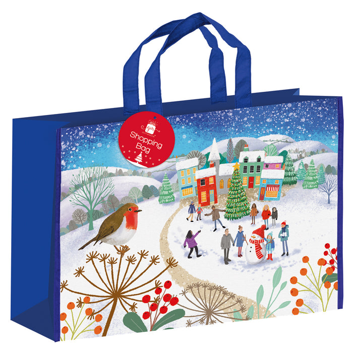 Christmas Landscape Winter Scene Robin Shopping Bag Christmas Gift Bags FabFinds