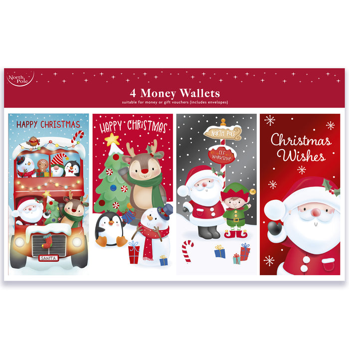 Christmas Money Wallets 4 Pack Cute Santa, Reindeer & Elf Money Wallets FabFinds
