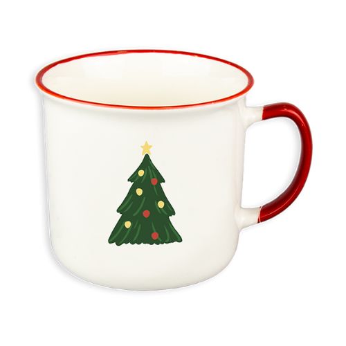 Red & White Christmas Mug Assorted Designs Mugs FabFinds Christmas Tree  