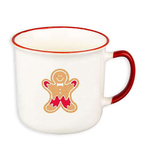 Red & White Christmas Mug Assorted Designs Mugs FabFinds Gingerbread Man  