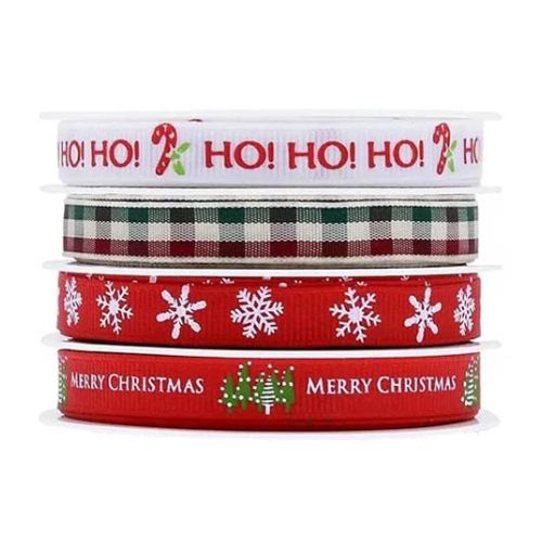 Red, Green & White Christmas Ribbon 4 Pack Christmas Tags & Bows FabFinds   