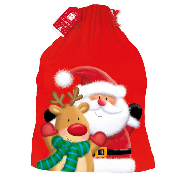 Christmas Santa & Reindeer Drawstring Gift Sack Christmas Gift Bags FabFinds