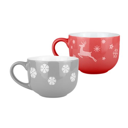 Christmas Ceramic Soup Mug Assorted Colours Mugs FabFinds   