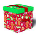 Christmas Square Flat Folding Gift Box with Ribbon Gingerbread Design detail view