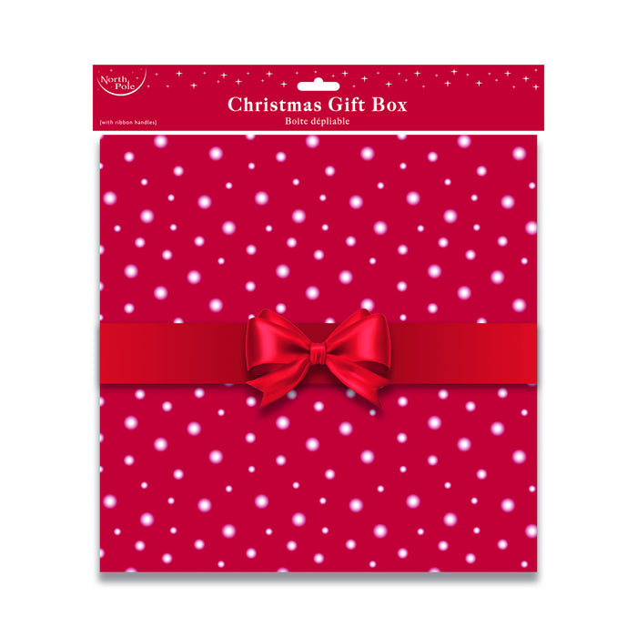 Christmas Square Flat Folding Gift Box with Ribbon Santa Design Gift Boxes FabFinds