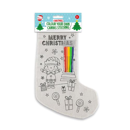 Christmas Colour Your Own Canvas Stocking Assorted Designs Arts & Crafts FabFinds Elf  