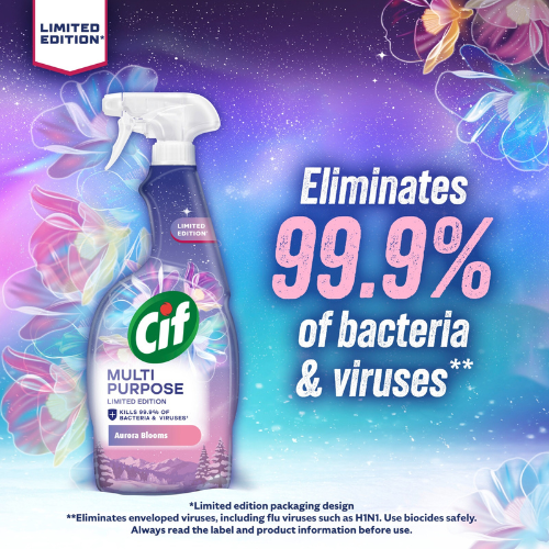 Cif Antibacterial Spray Aurora Blooms Winter 750ml Assorted Packs Disinfectants Cif