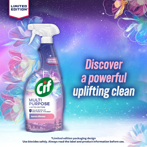 Cif Antibacterial Spray Aurora Blooms Winter 750ml Assorted Packs Disinfectants Cif