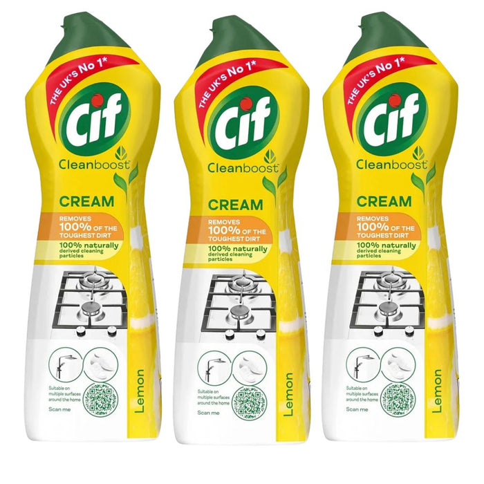 CIF Cream Lemon Surface Cleaner 500ml Assorted Packs Multi purpose Cleaners Cif Pack of 3