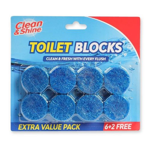 Clean & Shine Extra Value Toilet Blocks 8 Pack Toilet Cleaners Clean & Shine   