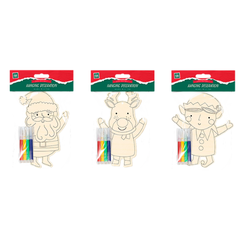 Colour Your Own Hanging Decoration 19cm x 12cm Assorted Festive Design Arts & Crafts FabFinds