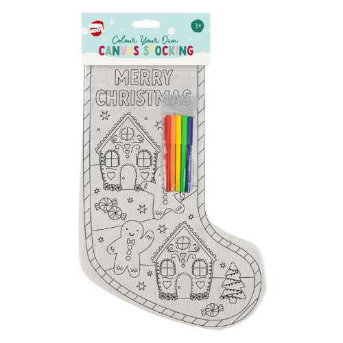 Christmas Colour Your Own Canvas Stocking Assorted Designs Arts & Crafts FabFinds Gingerbread House