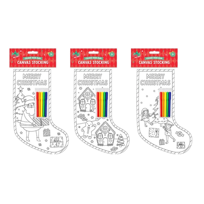Christmas Colour Your Own Canvas Stocking Assorted Designs Arts & Crafts FabFinds