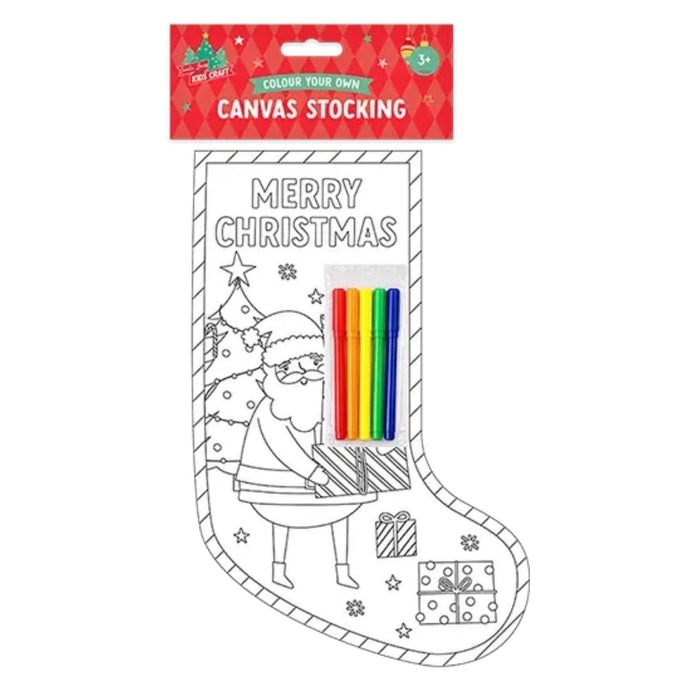 Christmas Colour Your Own Canvas Stocking Assorted Designs Arts & Crafts FabFinds Santa