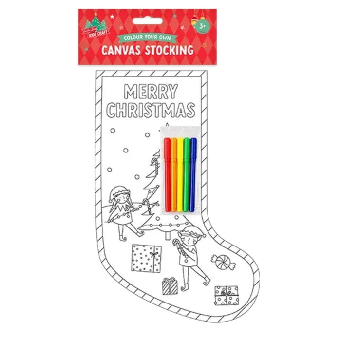Christmas Colour Your Own Canvas Stocking Assorted Designs Arts & Crafts FabFinds Christmas Tree