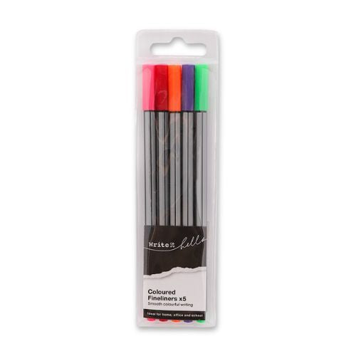 Fine Liners Kit Write It Coloured Fine Liners 5 Pack - FabFinds
