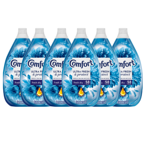 Comfort Fresh & Protect Sky Fabric Conditioner 870ml (58 Washes) Assorted Packs Laundry - Fabric Conditioner Comfort Pack of 6