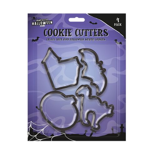 Halloween Plastic Cookie Cutters 4 Pack Assorted Colours Halloween Accessories Gem Imports Black  