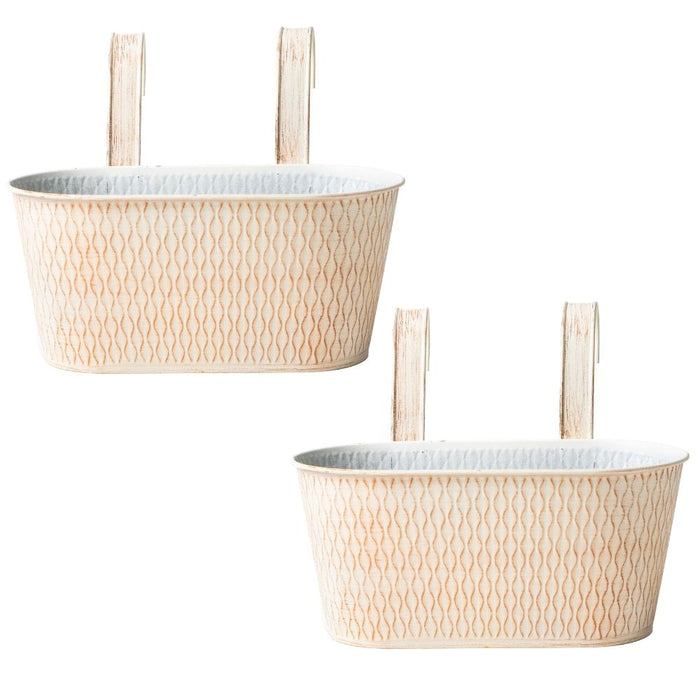 Cream & Silver Over Fence Hanging Basket 26.5cm Assorted Packs