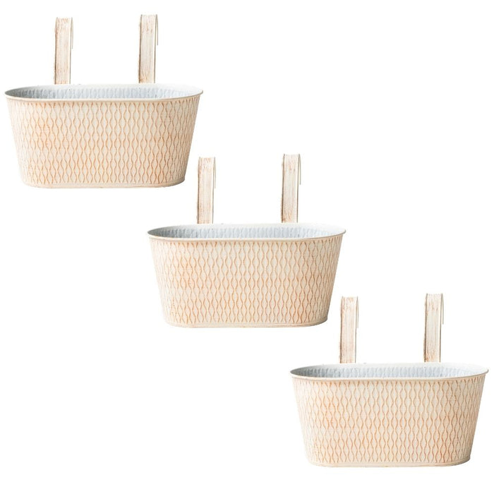 Cream & Silver Over Fence Hanging Basket 26.5cm Assorted Packs