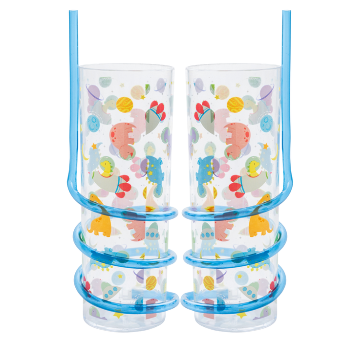 Curly straw Drink cup 500ml Assorted Designs Pack of 2