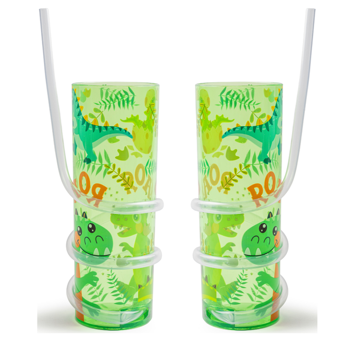 Curly straw Drink cup 500ml Assorted Designs Pack of 2