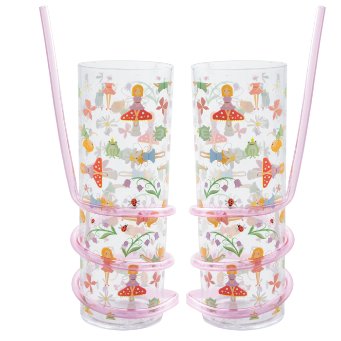 Curly straw Drink cup 500ml Assorted Designs Pack of 2