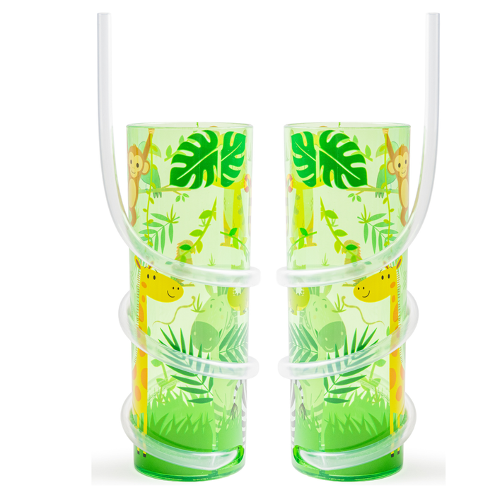 Curly straw Drink cup 500ml Assorted Designs Pack of 2