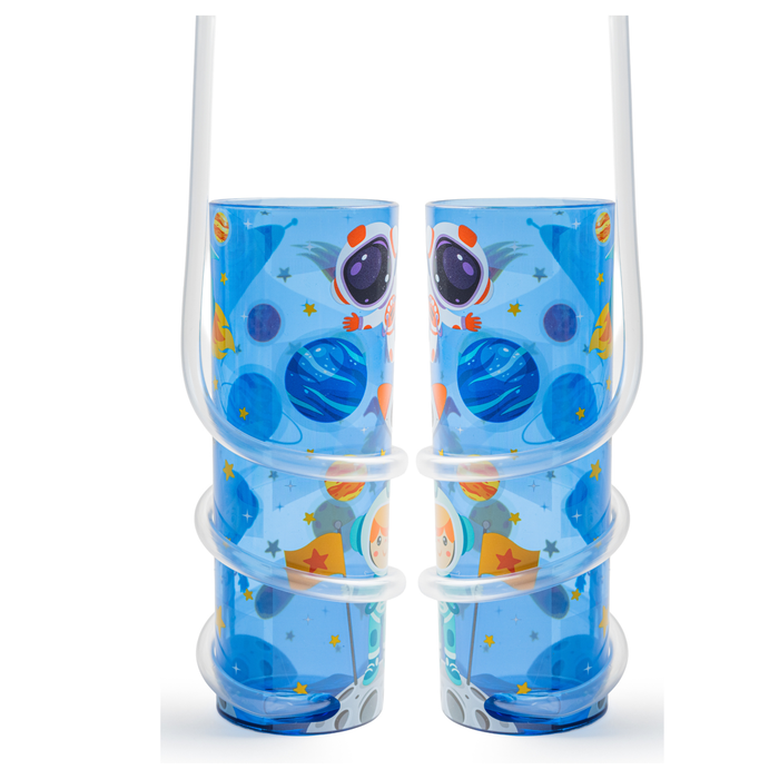 Curly straw Drink cup 500ml Assorted Designs Pack of 2