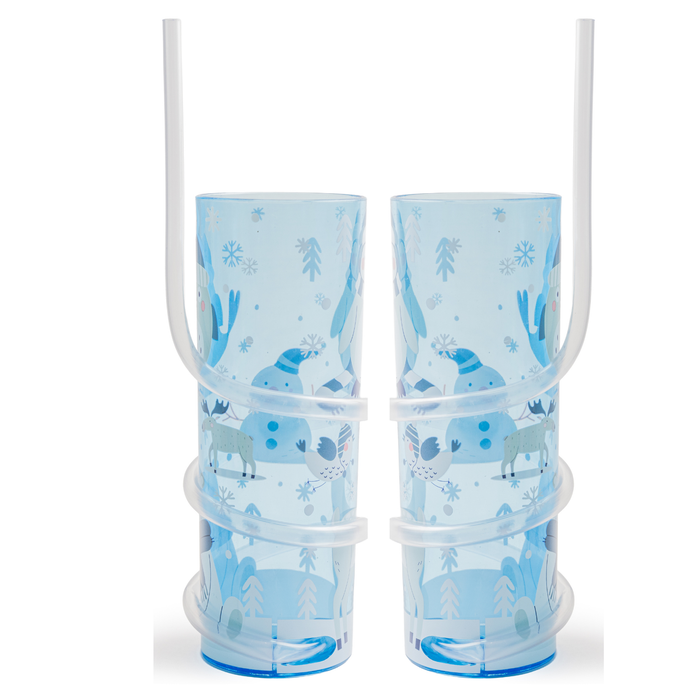 Curly straw Drink cup 500ml Assorted Designs Pack of 2