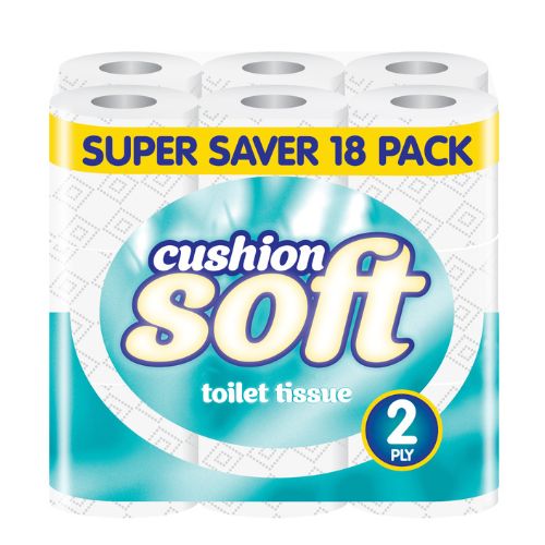 Cushion Soft Toilet Tissue 2 Ply 3 x 18 Pack (54 Rolls) Toilet Roll & Wipes FabFinds   