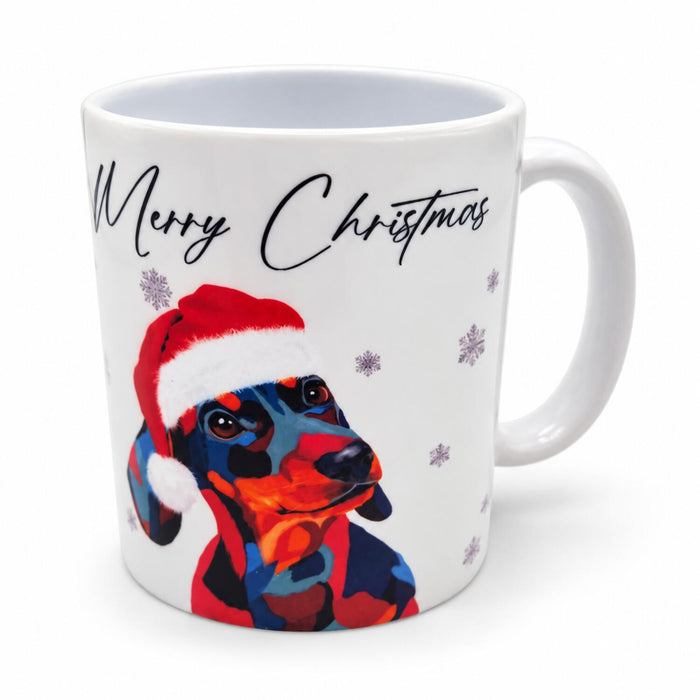 Deborah Baker Festive Christmas Dachshund Ceramic Mug 312ml