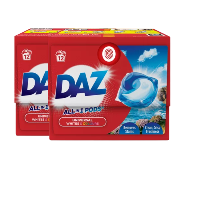 Daz All In 1 Pods White & Colours Assorted Pack Laundry - Detergent Daz Pack of 2