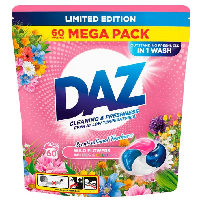 Daz Wild Flowers Laundry Pods 60w Assorted Packs Laundry - Detergent Daz 1 Pack