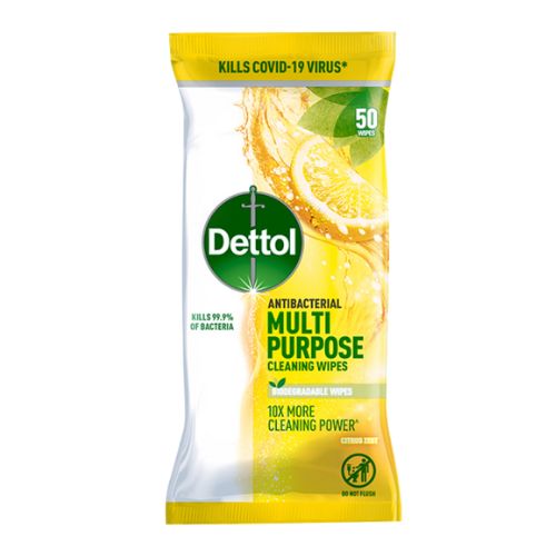 Dettol Antibacterial Multi Purpose Cleaning Wipes Citrus Zest 50 Pk Cleaning Wipes Dettol   
